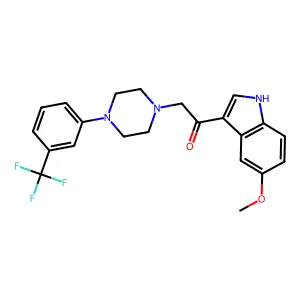 1-(5-methoxy-1H-indol-3-yl)-2-[4-[3-(trifluoromethyl)phenyl]piperazin-1-yl]ethanone structure