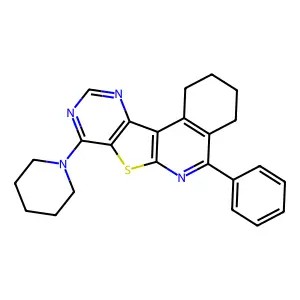 5-phenyl-8-(piperidin-1-yl)-1,2,3,4-tetrahydropyrimido[4',5':4,5]thieno[2,3-c]isoquinoline structure