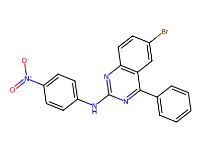 6-bromo-N-(4-nitrophenyl)-4-phenylquinazolin-2-amine structure