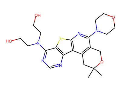2,2'-((2,2-Dimethyl-5-morpholino-1,4-dihydro-2H-pyrano[4'',3'':4',5']pyrido[3',2':4,5]thieno[3,2-d]pyrimidin-8-yl)azanediyl)bis(ethan-1-ol) structure
