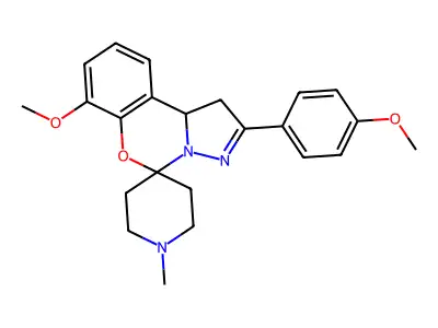 7-methoxy-2-(4-methoxyphenyl)-1'-methyl-1,10b-dihydrospiro[benzo[e]pyrazolo[1,5-c][1,3]oxazine-5,4'-piperidine] structure