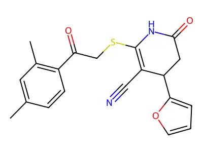 6-[2-(2,4-dimethylphenyl)-2-oxoethyl]sulfanyl-4-(furan-2-yl)-2-oxo-3,4-dihydro-1H-pyridine-5-carbonitrile structure