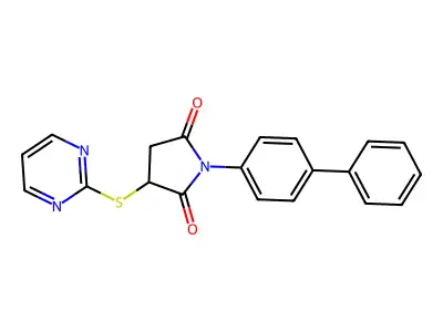 1-(1,1'-Biphenyl)-4-yl-3-(2-pyrimidinylthio)-2,5-pyrrolidinedione structure