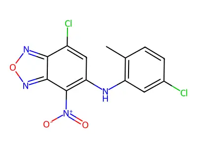 7-chloro-N-(5-chloro-2-methylphenyl)-4-nitro-2,1,3-benzoxadiazol-5-amine structure