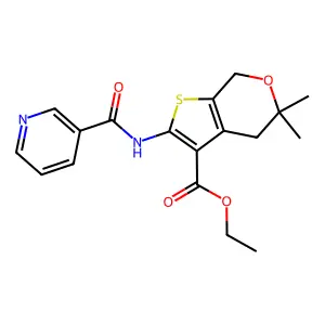 ethyl 5,5-dimethyl-2-(nicotinamido)-5,7-dihydro-4H-thieno[2,3-c]pyran-3-carboxylate structure