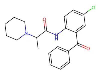 N-(2-benzoyl-4-chlorophenyl)-2-(piperidin-1-yl)propanamide structure