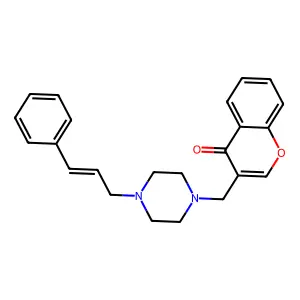 3-[[4-[(E)-3-phenylprop-2-enyl]piperazin-1-yl]methyl]chromen-4-one structure