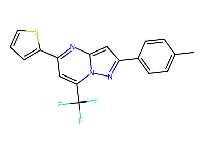 2-(4-Methylphenyl)-5-thiophen-2-yl-7-(trifluoromethyl)pyrazolo[1,5-a]pyrimidine structure