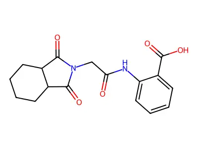 2-{[(1,3-dioxooctahydro-2H-isoindol-2-yl)acetyl]amino}benzoic acid structure