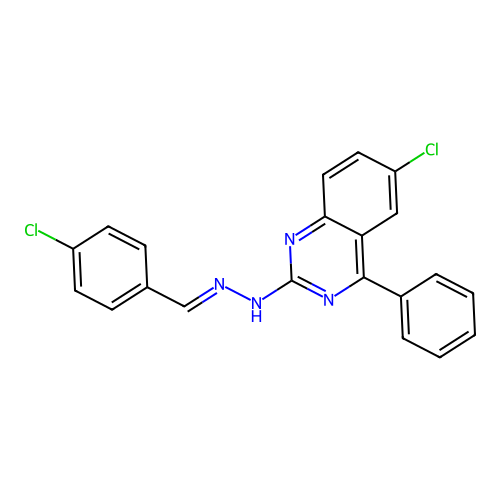 6-chloro-2-[(2E)-2-(4-chlorobenzylidene)hydrazinyl]-4-phenylquinazoline structure