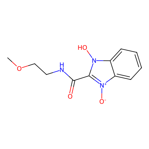 1-hydroxy-N-(2-methoxyethyl)-1H-benzimidazole-2-carboxamide 3-oxide structure