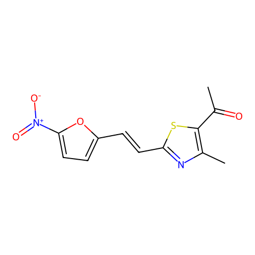 Thiazole, 5-acetyl-4-methyl-2-(2-(5-nitrofuryl)vinyl)- structure