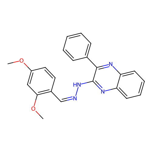(Z)-2-(2-(2,4-dimethoxybenzylidene)hydrazinyl)-3-phenylquinoxaline structure