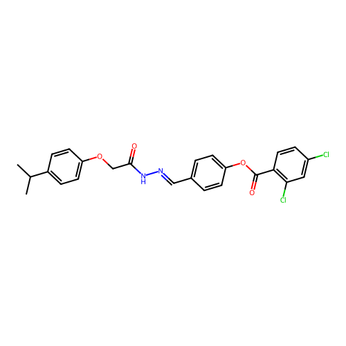 4-((E)-{2-[2-(4-isopropylphenoxy)acetyl]hydrazono}methyl)phenyl 2,4-dichlorobenzoate structure