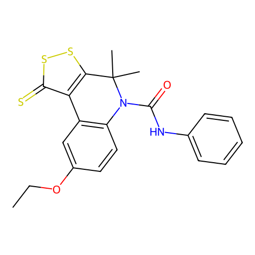 8-ethoxy-4,4-dimethyl-N-phenyl-1-sulfanylidenedithiolo[3,4-c]quinoline-5-carboxamide structure