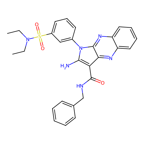 2-amino-N-benzyl-1-[3-(diethylsulfamoyl)phenyl]-1H-pyrrolo[2,3-b]quinoxaline-3-carboxamide structure