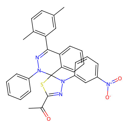 1-(4-(2,5-dimethylphenyl)-3'-(3-nitrophenyl)-2-phenyl-2H,3'H-spiro[phthalazine-1,2'-[1,3,4]thiadiazol]-5'-yl)ethanone structure