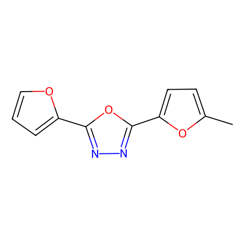 2-(Furan-2-yl)-5-(5-methylfuran-2-yl)-1,3,4-oxadiazole structure