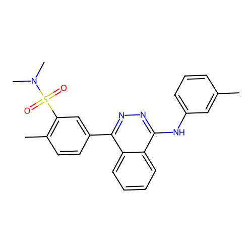 N,N,2-trimethyl-5-{4-[(3-methylphenyl)amino]phthalazin-1-yl}benzenesulfonamide structure
