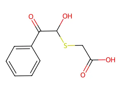 [(1-Hydroxy-2-oxo-2-phenylethyl)thio]acetic acid structure