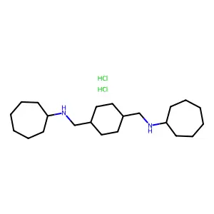 1,4-Cyclohexanebis(methylamine), N,N'-dicycloheptyl-, dihydrochloride, (E)- structure