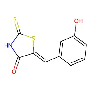 (5E)-5-(3-hydroxybenzylidene)-2-mercapto-1,3-thiazol-4(5H)-one structure