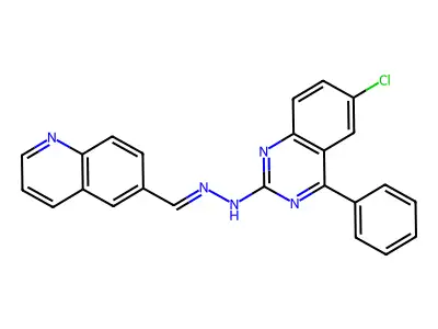 6-chloro-4-phenyl-N-[(E)-quinolin-6-ylmethylideneamino]quinazolin-2-amine structure