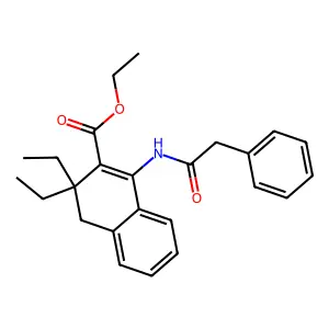 Ethyl 3,3-diethyl-1-(2-phenylacetamido)-3,4-dihydronaphthalene-2-carboxylate structure