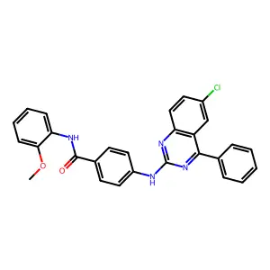4-[(6-chloro-4-phenylquinazolin-2-yl)amino]-N-(2-methoxyphenyl)benzamide structure