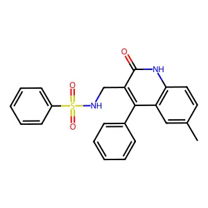 N-[(6-methyl-2-oxo-4-phenyl-1,2-dihydroquinolin-3-yl)methyl]benzenesulfonamide structure