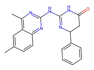 2-[(4,6-dimethylquinazolin-2-yl)amino]-6-phenyl-5,6-dihydropyrimidin-4(3H)-one structure