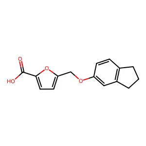 5-[(2,3-dihydro-1H-inden-5-yloxy)methyl]-2-furoic acid structure
