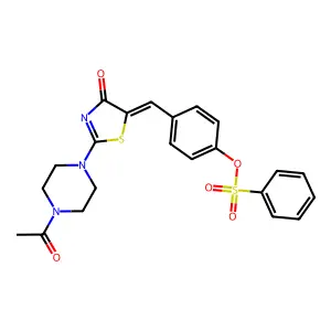 4-{[(5E)-2-(4-acetylpiperazin-1-yl)-4-oxo-4,5-dihydro-1,3-thiazol-5-ylidene]methyl}phenyl benzenesulfonate structure