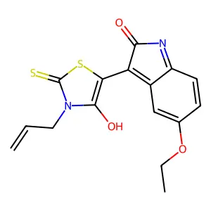 (5Z)-5-(5-ethoxy-2-oxo-1H-indol-3-ylidene)-3-prop-2-enyl-2-sulfanylidene-1,3-thiazolidin-4-one structure