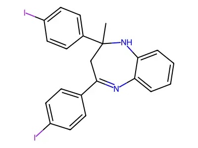 2,4-bis(4-iodophenyl)-2-methyl-2,3-dihydro-1H-1,5-benzodiazepine structure