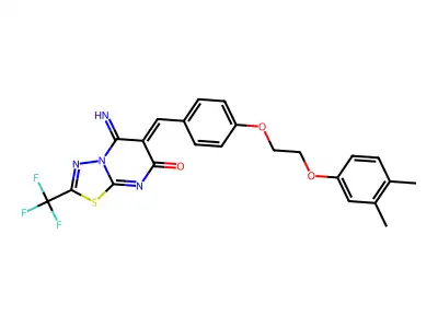 6-[[4-[2-(3,4-Dimethylphenoxy)ethoxy]phenyl]methylene]-5,6-dihydro-5-imino-2-(trifluoromethyl)-7H-1,3,4-thiadiazolo[3,2-a]pyrimidin-7-one structure