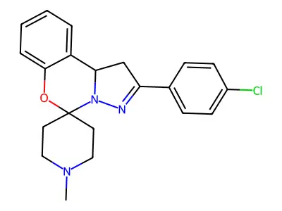 2'-(4-chlorophenyl)-1-methyl-1',10b'-dihydrospiro[piperidine-4,5'-pyrazolo[1,5-c][1,3]benzoxazine] structure