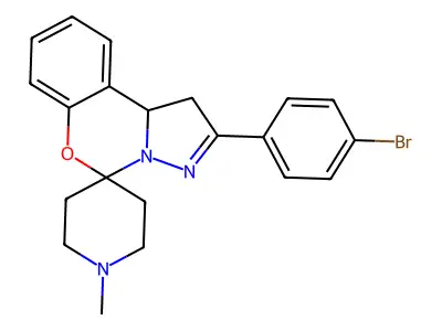 2'-(4-bromophenyl)-1-methyl-1',10b'-dihydrospiro[piperidine-4,5'-pyrazolo[1,5-c][1,3]benzoxazine] structure