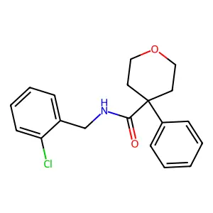 N-[(2-chlorophenyl)methyl]-4-phenyloxane-4-carboxamide structure