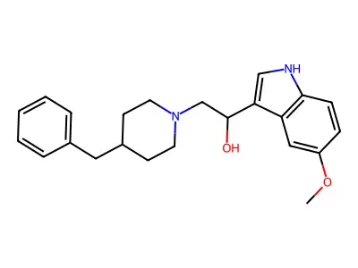 2-(4-benzylpiperidin-1-yl)-1-(5-methoxy-1H-indol-3-yl)ethanol structure