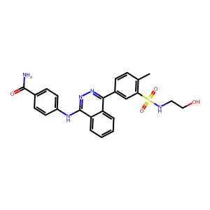 4-[(4-{3-[(2-hydroxyethyl)sulfamoyl]-4-methylphenyl}phthalazin-1-yl)amino]benzamide structure