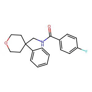 4-fluoro-N-[(4-phenyloxan-4-yl)methyl]benzamide structure