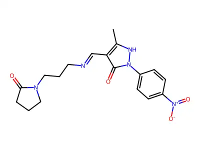 5-methyl-2-(4-nitrophenyl)-4-[[3-(2-oxopyrrolidin-1-yl)propylamino]methylidene]pyrazol-3-one structure