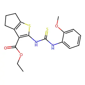 ethyl 2-[(2-methoxyphenyl)carbamothioylamino]-5,6-dihydro-4H-cyclopenta[b]thiophene-3-carboxylate structure