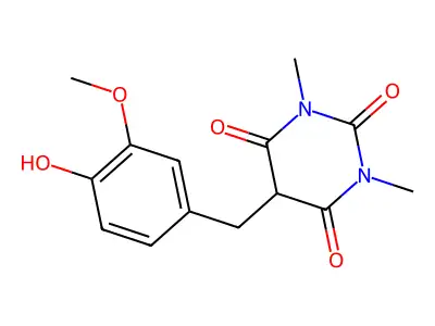 5-(4-hydroxy-3-methoxybenzyl)-1,3-dimethylpyrimidine-2,4,6(1H,3H,5H)-trione structure