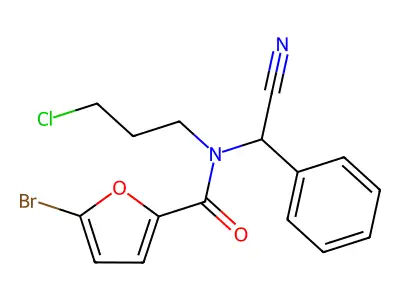 5-bromo-N-(3-chloropropyl)-N-[cyano(phenyl)methyl]furan-2-carboxamide structure