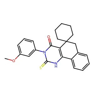 3-(3-methoxyphenyl)-2-sulfanylidenespiro[1,6-dihydrobenzo[h]quinazoline-5,1'-cyclohexane]-4-one structure