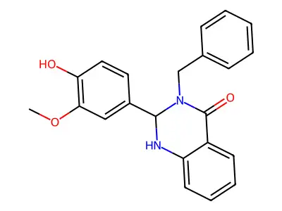 3-Benzyl-2-(4-hydroxy-3-methoxyphenyl)-1,2,3,4-tetrahydroquinazolin-4-one structure