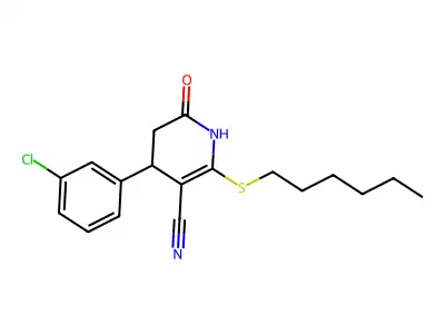 4-(3-Chlorophenyl)-2-(hexylthio)-6-oxo-1,4,5,6-tetrahydropyridine-3-carbonitrile structure