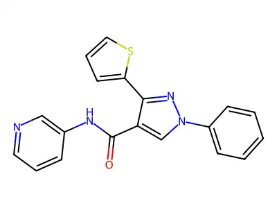 1-phenyl-N-(pyridin-3-yl)-3-(thiophen-2-yl)-1H-pyrazole-4-carboxamide structure